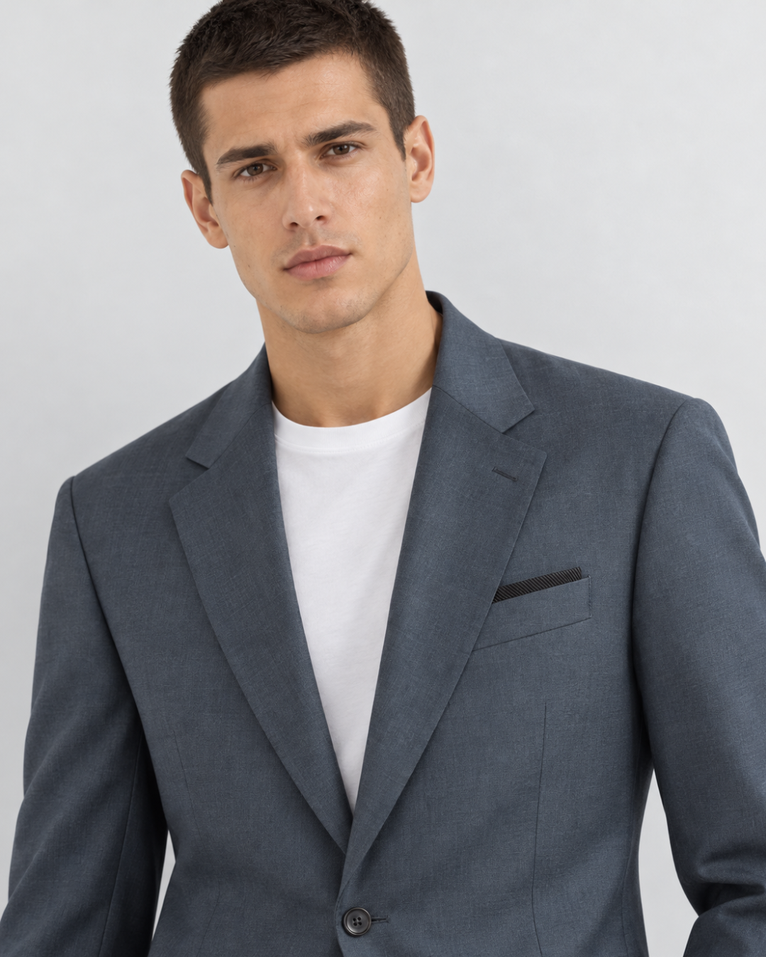 Traje Hombre Premium Gris acero azulado sin coderas