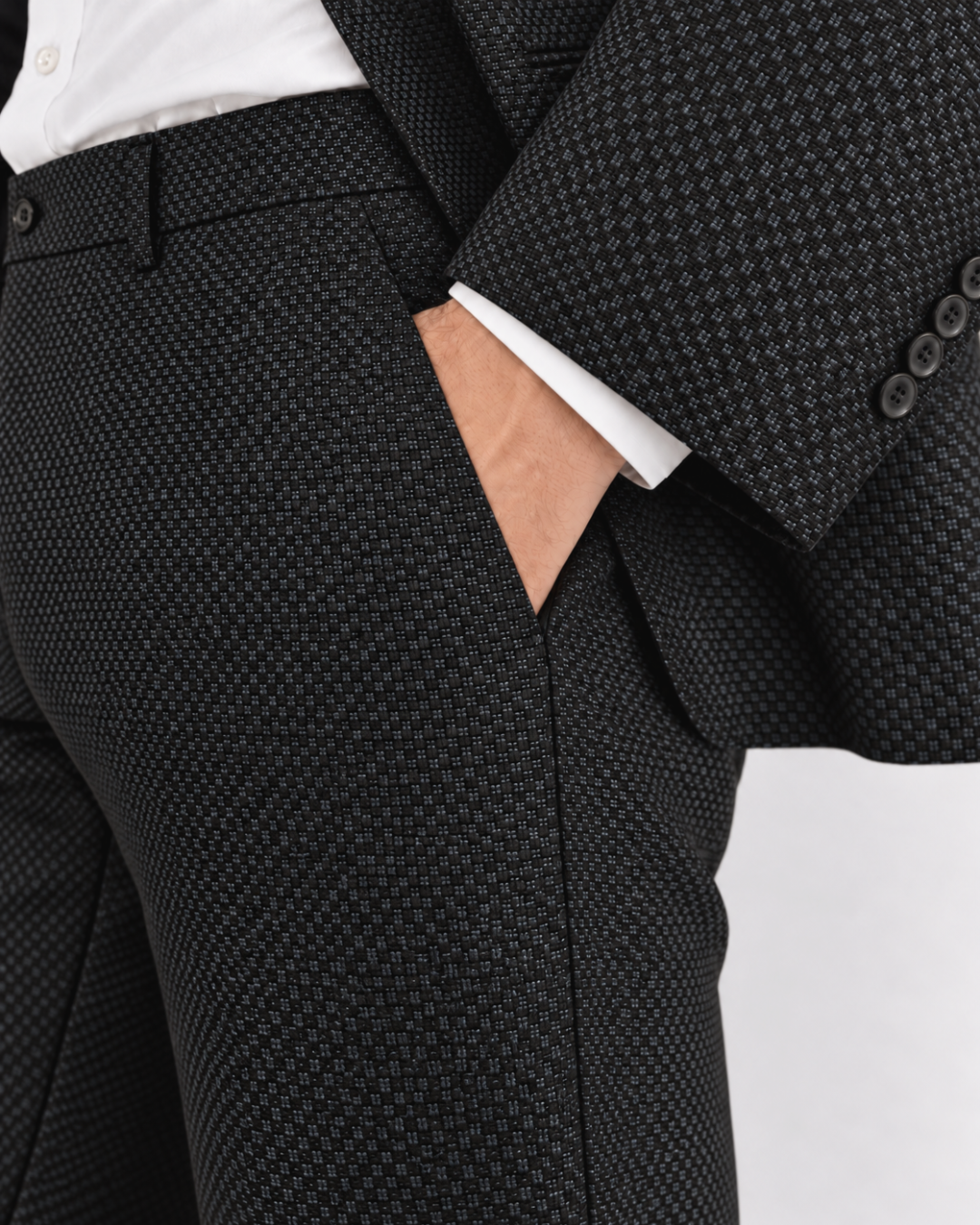 Traje Hombre Premium Negro Texturizado