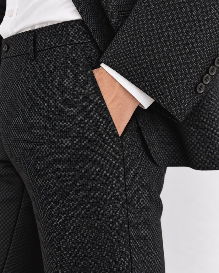 Traje Hombre Premium Negro Texturizado