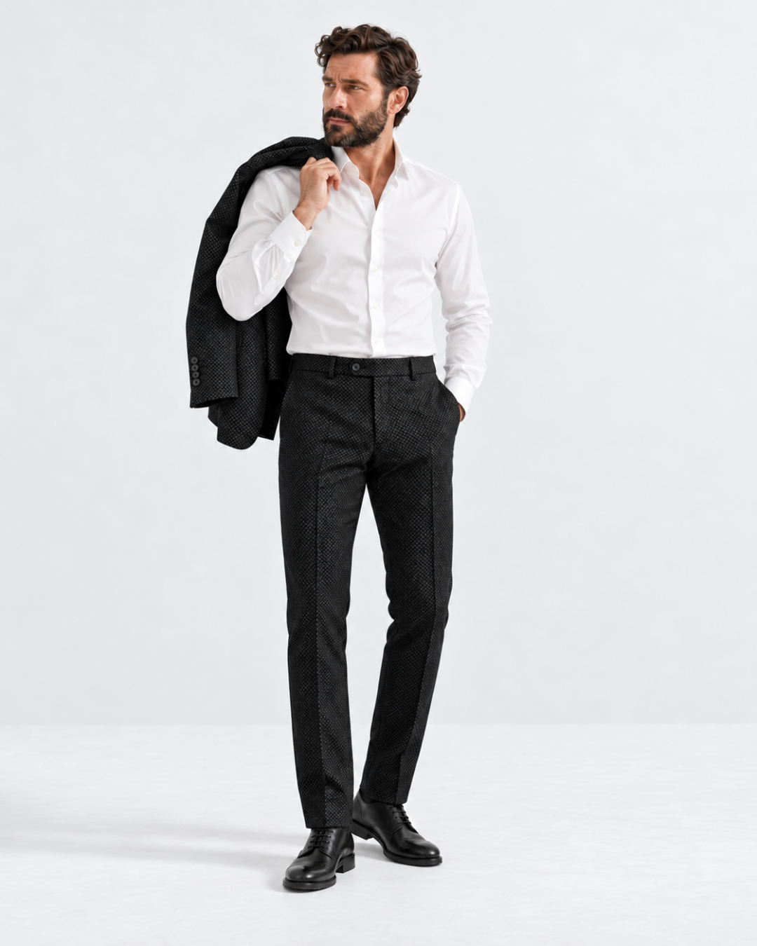 Traje Hombre Premium Negro Texturizado