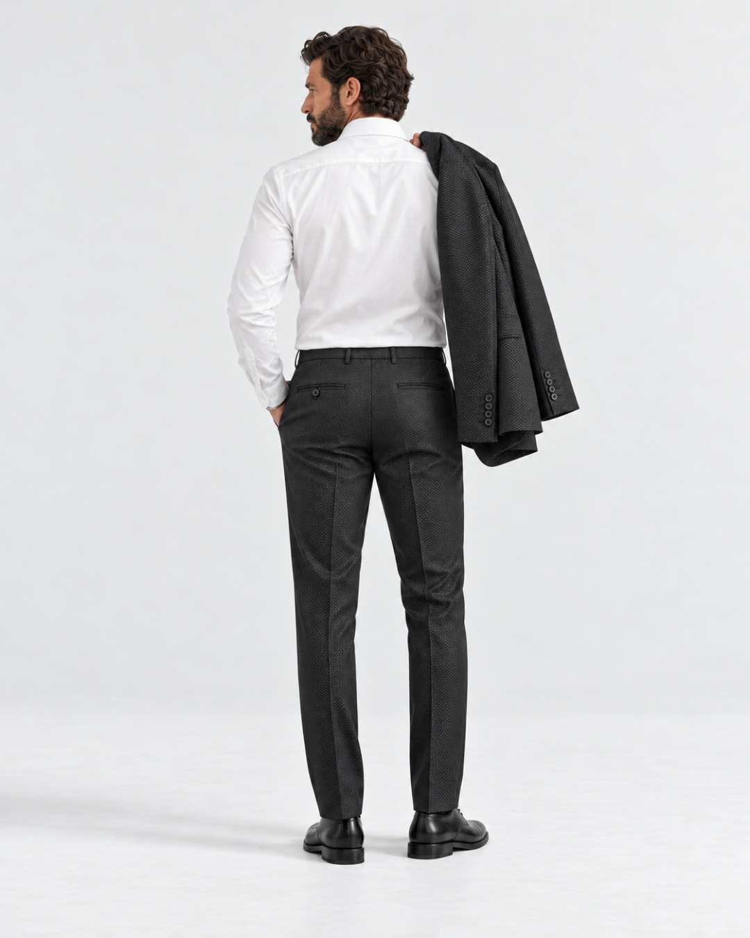 Traje Hombre Premium Negro Texturizado