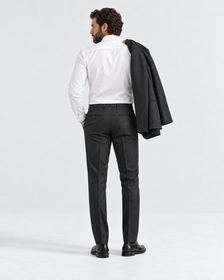 Traje Hombre Premium Negro Texturizado