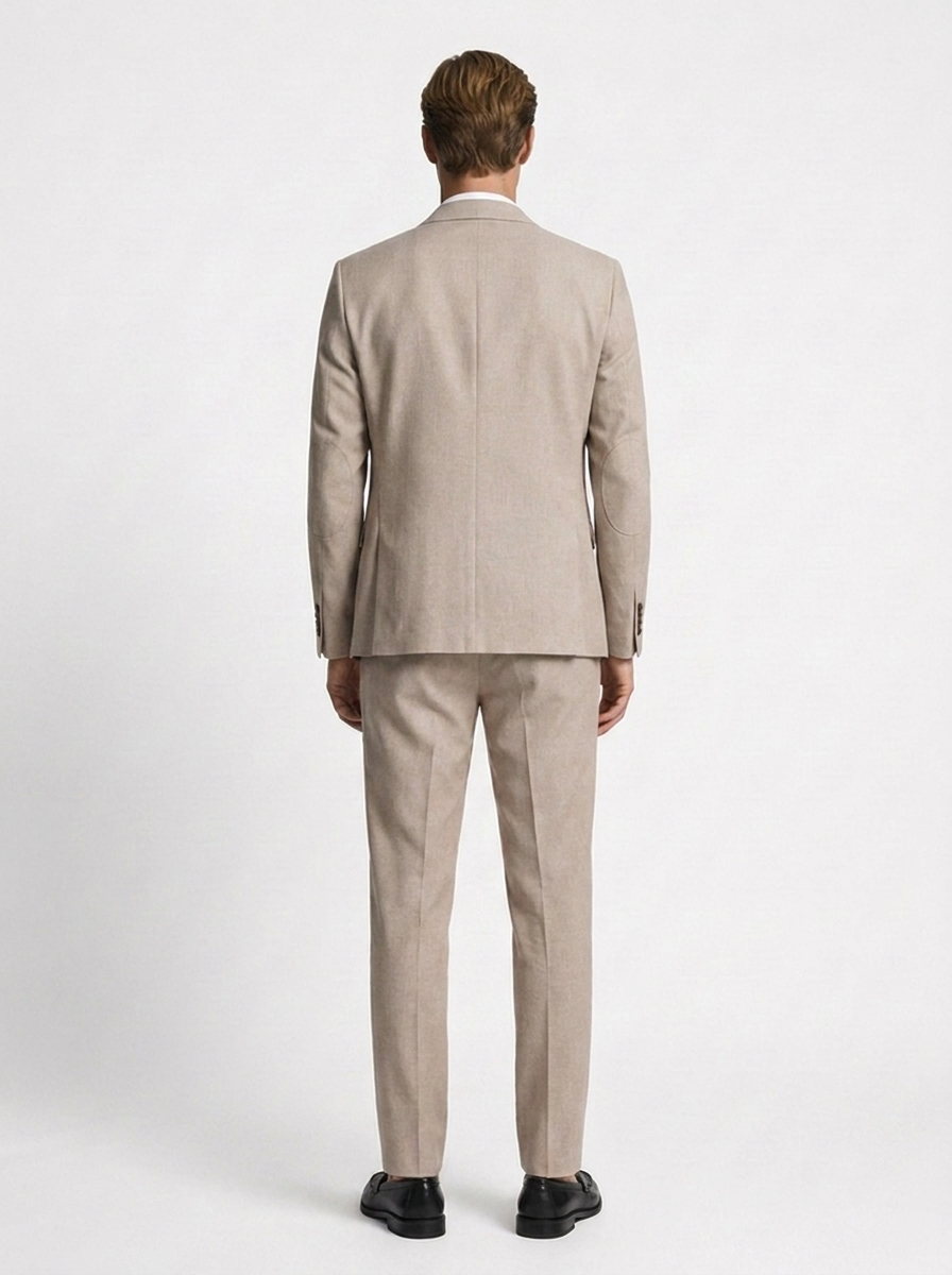 Traje Hombre  Slim Fit Tipo Paño con Coderas. | Beige