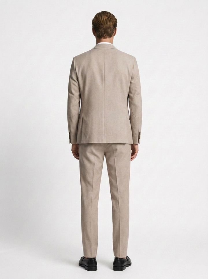 Traje Hombre  Slim Fit Tipo Paño con Coderas. | Beige