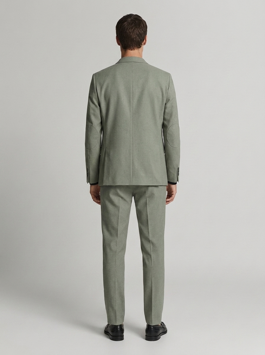 Traje Hombre  Slim Fit Tipo Paño con Coderas. | Verde Seco