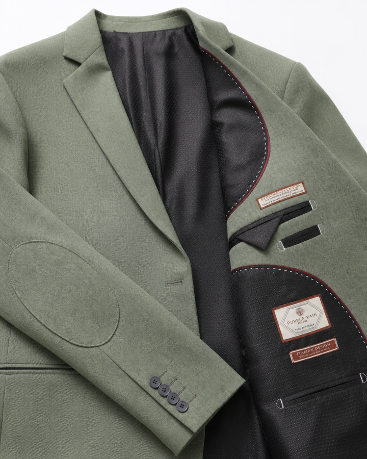 Traje Hombre  Slim Fit Tipo Paño con Coderas. | Verde Seco