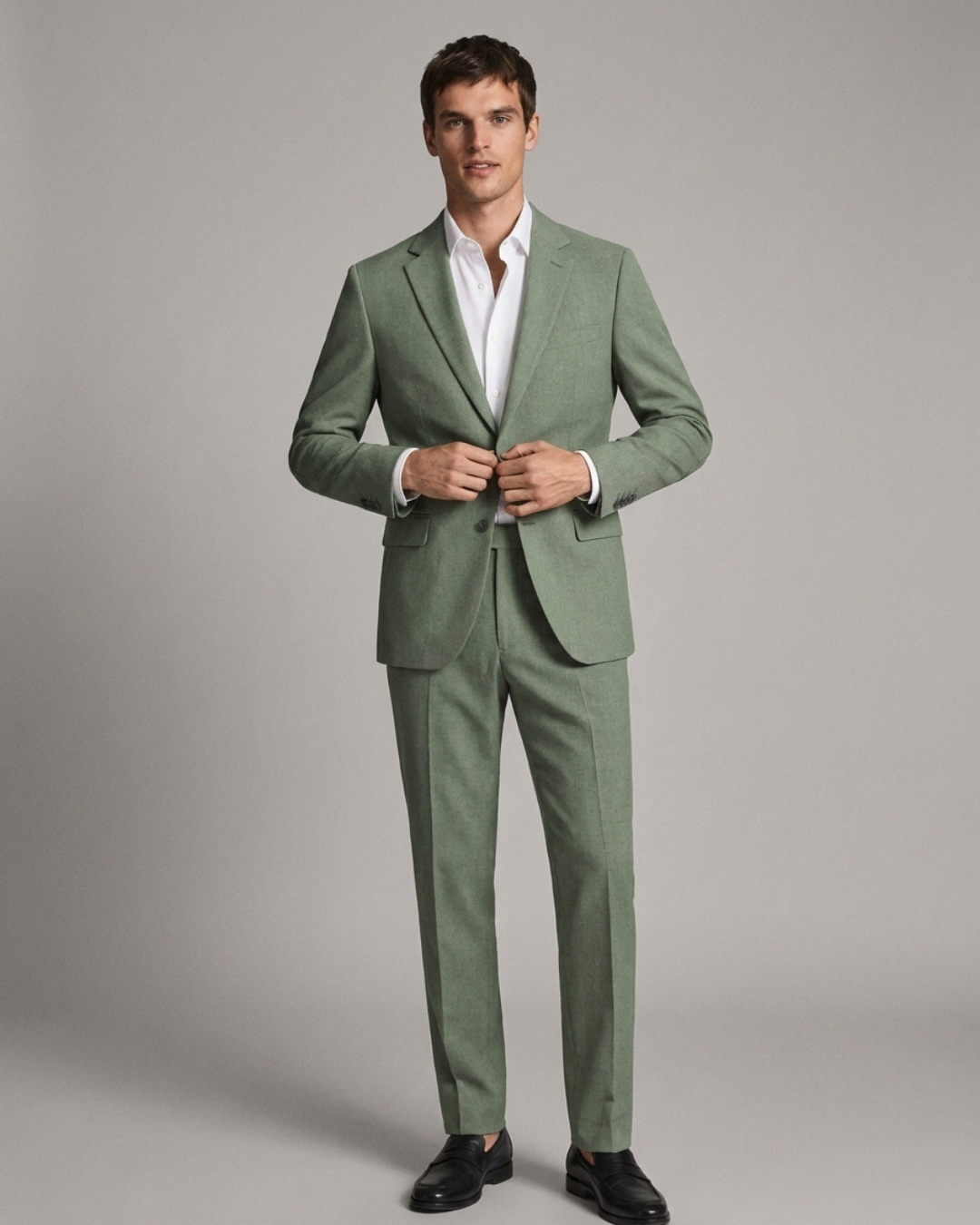 Traje Hombre  Slim Fit Tipo Paño con Coderas. | Verde selva