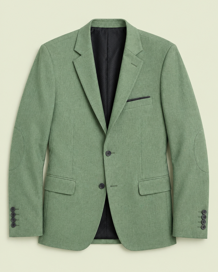 Traje Hombre  Slim Fit Tipo Paño con Coderas. | Verde selva