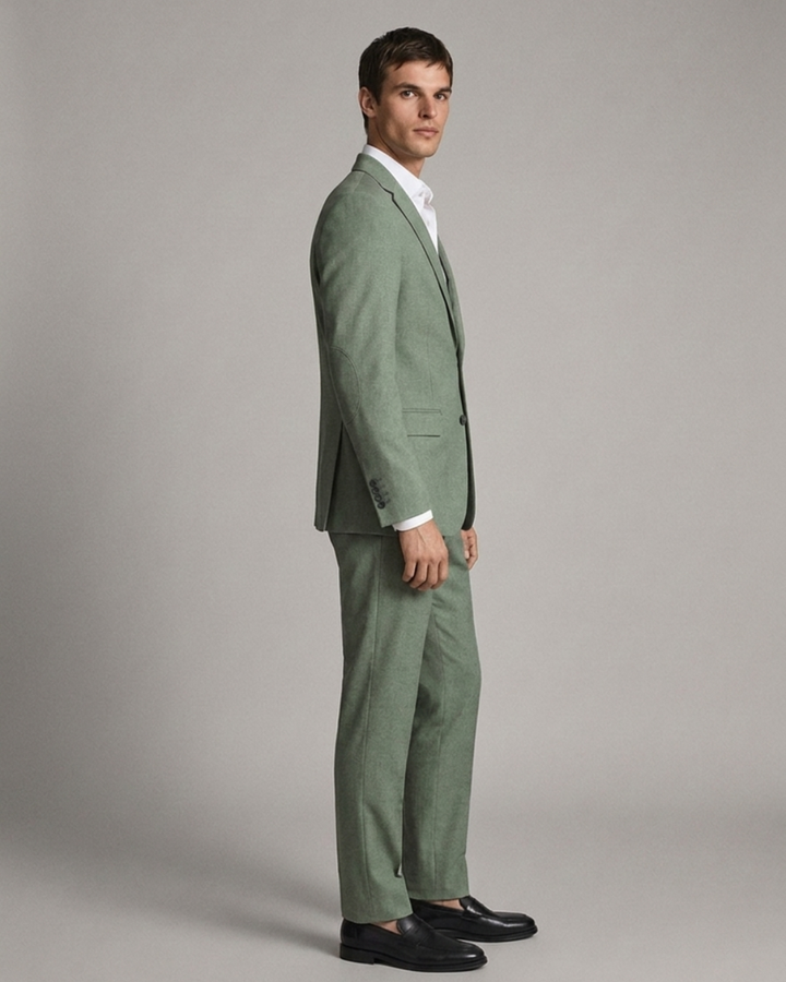 Traje Hombre  Slim Fit Tipo Paño con Coderas. | Verde selva