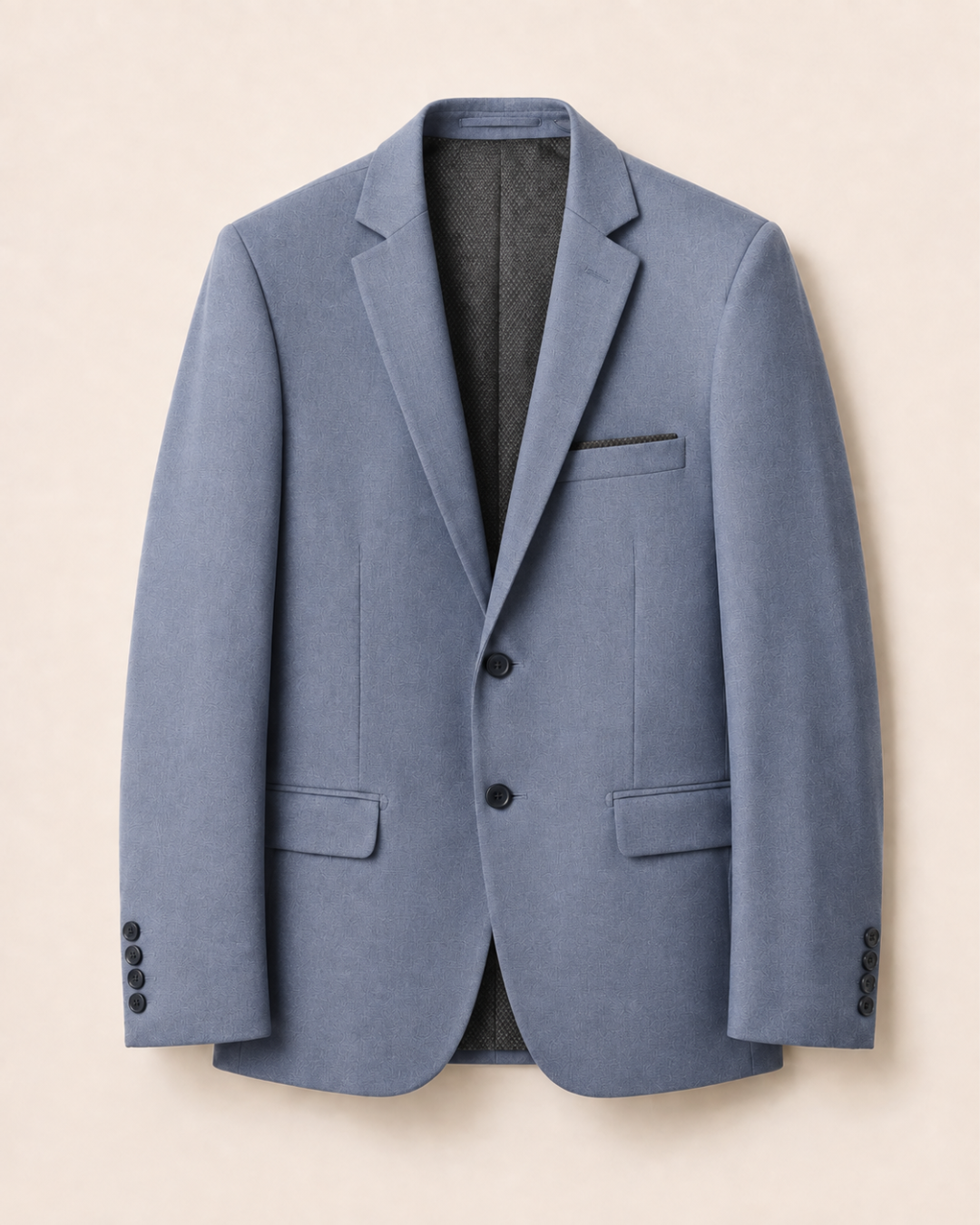 Traje Hombre  Slim Fit Tipo Paño con Coderas. azul acero