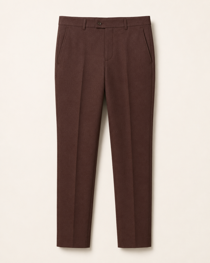 Traje Hombre  Slim Fit Tipo Paño con Coderas. café