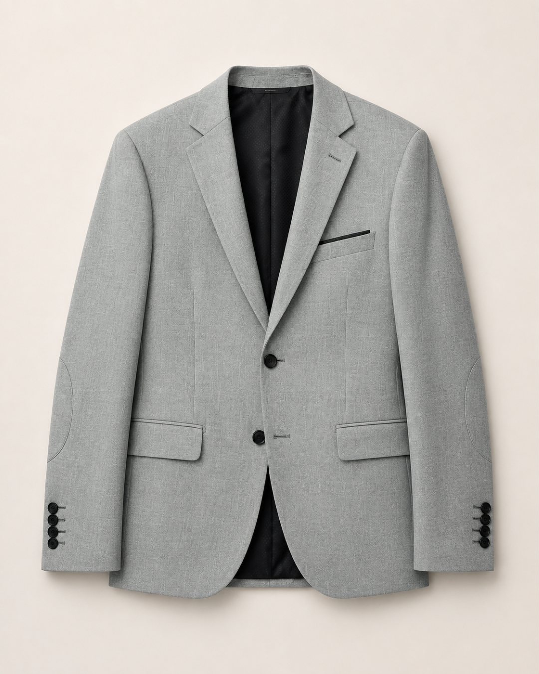 Traje Hombre  Slim Fit Tipo Paño con Coderas. gris claro