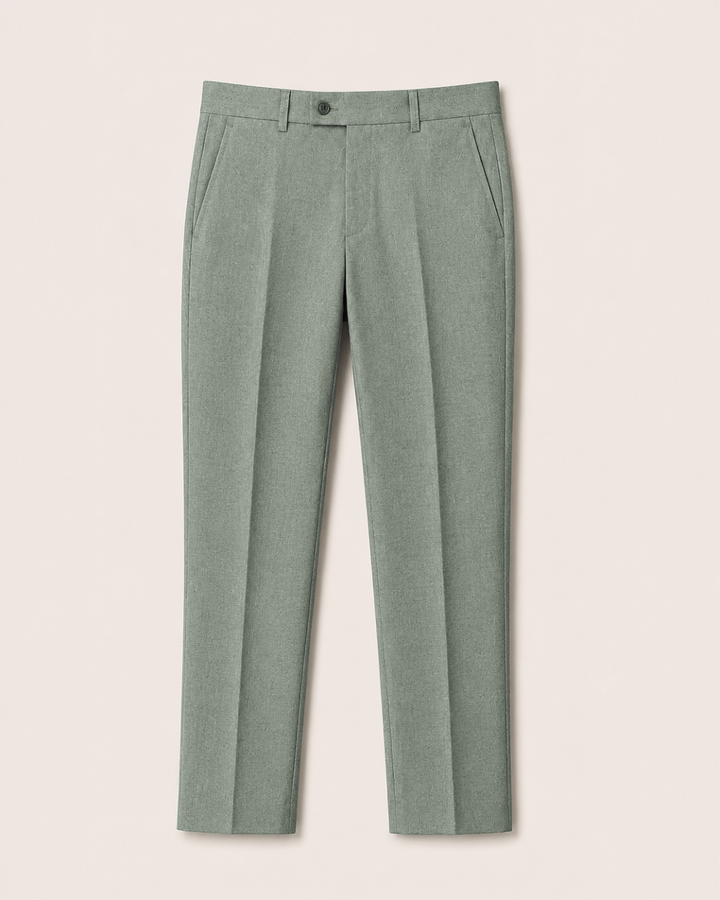 Traje Hombre  Slim Fit Tipo Paño con Coderas. gris verdoso