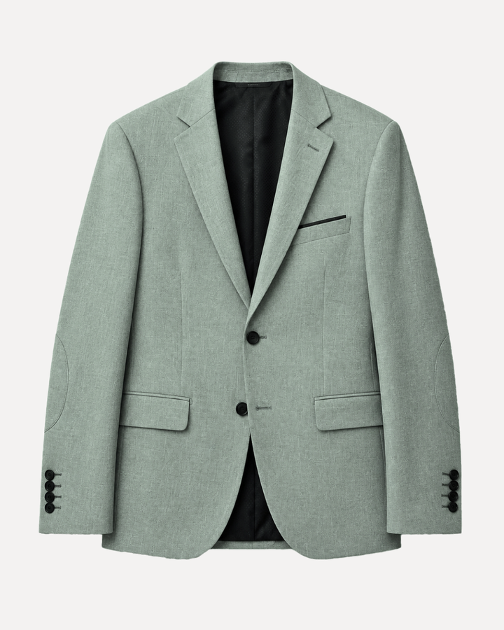 Traje Hombre  Slim Fit Tipo Paño con Coderas. gris verdoso 