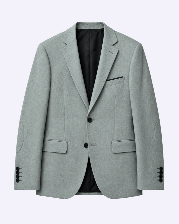 Traje Hombre  Slim Fit Tipo Paño con Coderas. gris verdoso