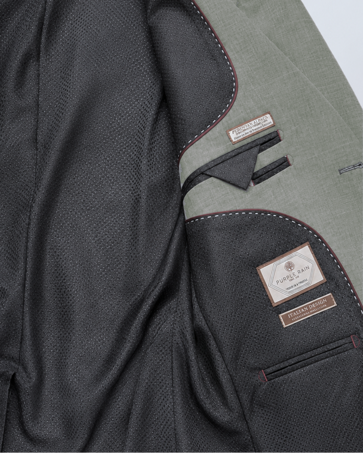 Traje Hombre  Slim Fit Tipo Paño con Coderas. gris verdoso 