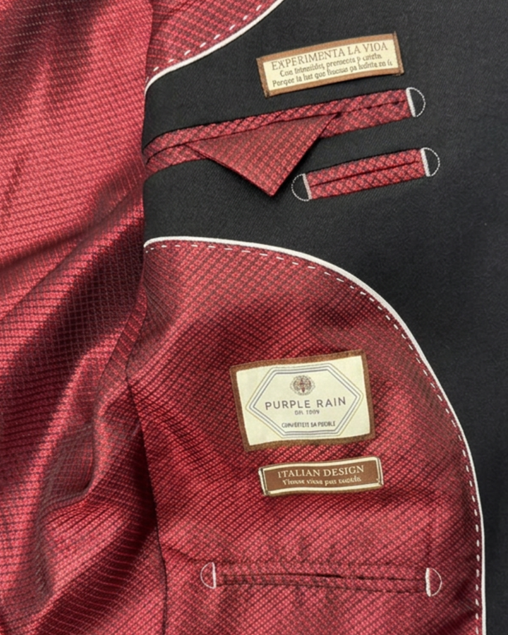 Traje Hombre  Slim Fit Tipo Paño con Coderas. negro sastrero