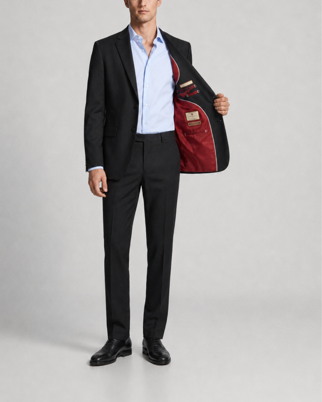 Traje Hombre  Slim Fit Tipo Paño con Coderas. negro traje sastrero