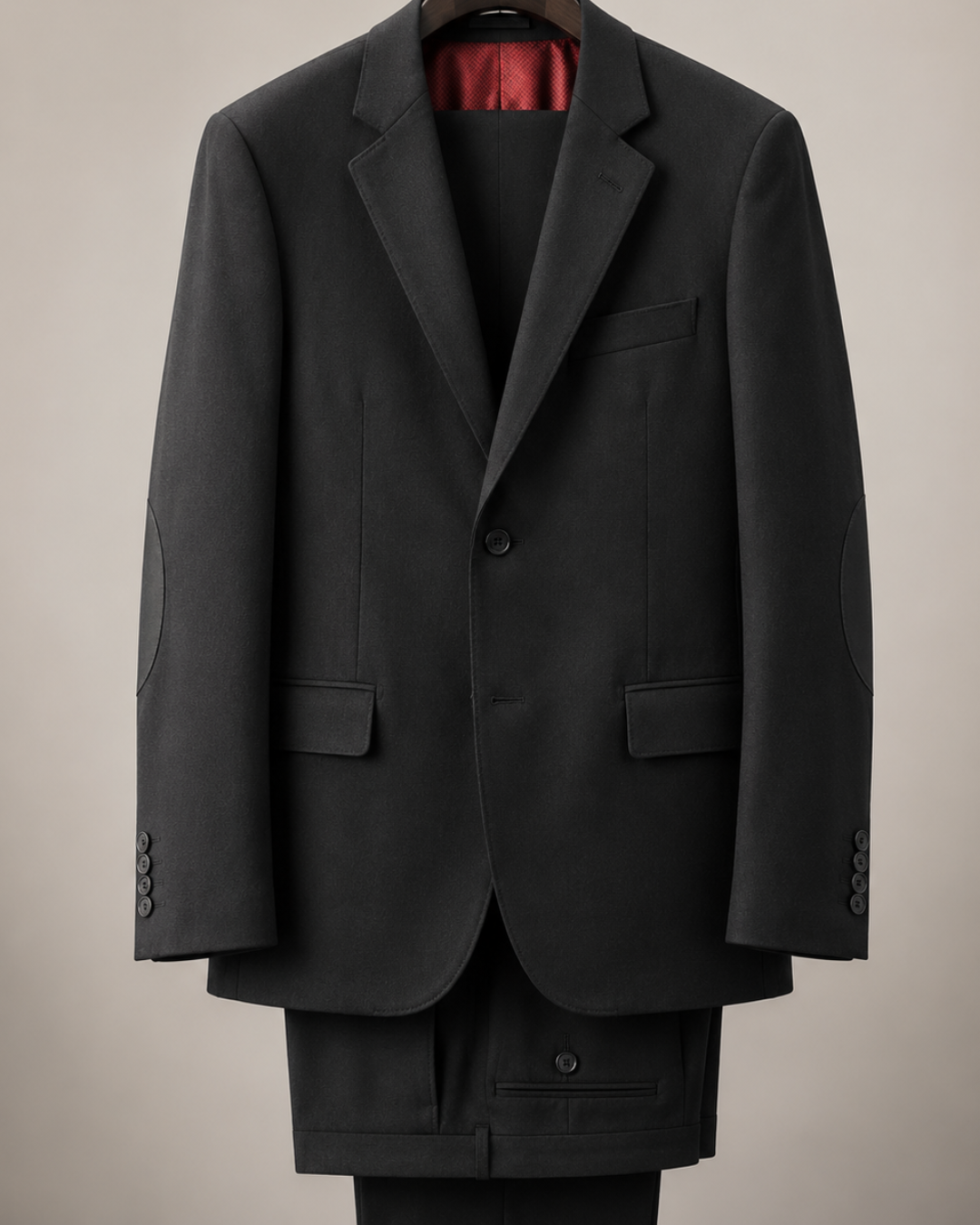 Traje Hombre  Slim Fit Tipo Paño con Coderas. negro traje 