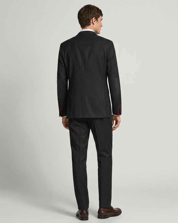 Traje Hombre  Slim Fit Tipo Paño con Coderas. negro traje 