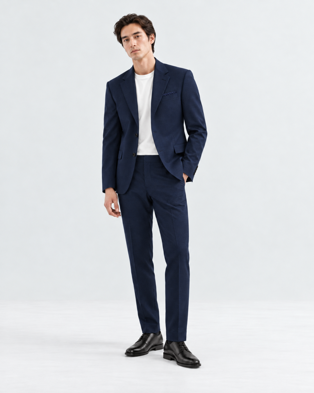 Traje Hombre Tipo Paño Azul Noche Texturizado
