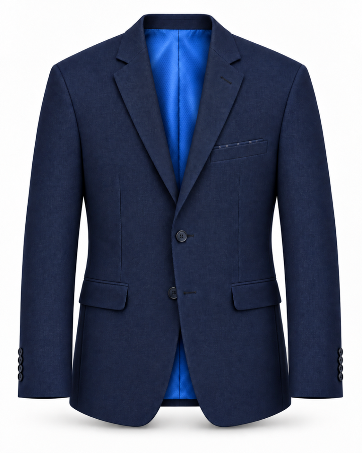 Traje Hombre Tipo Paño Azul Noche Texturizado