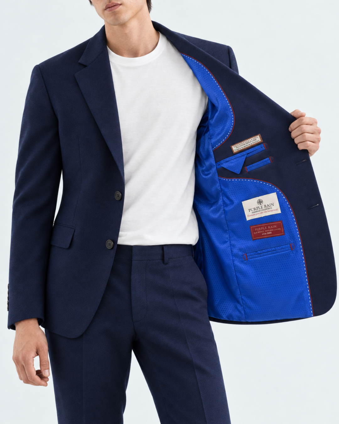 Traje Hombre Tipo Paño Azul Noche Texturizado
