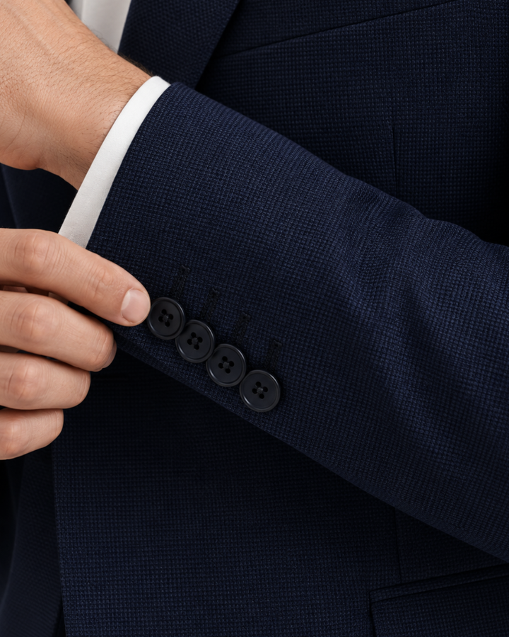 Traje Hombre Tipo Paño Azul Noche Texturizado
