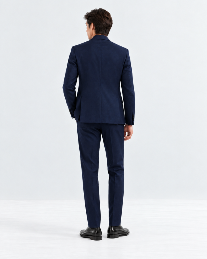 Traje Hombre Tipo Paño Azul Noche Texturizado