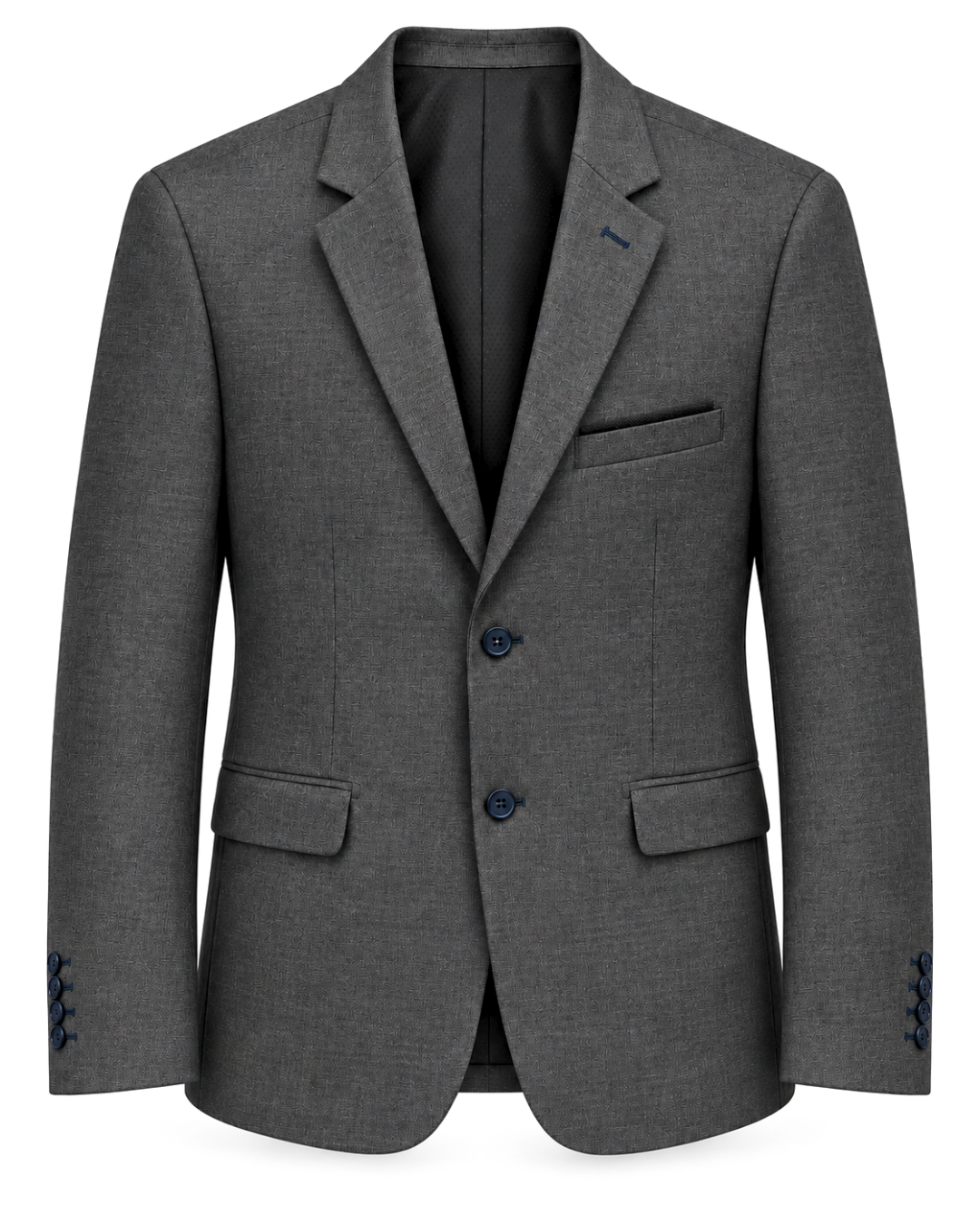 Traje Hombre Élite Tipo Paño Gris Oscuro Plata Texturizado