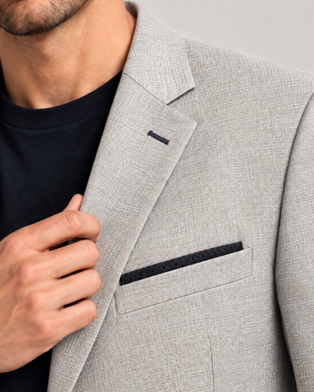 Traje Hombre Élite Tipo Paño Gris Plata Texturizado