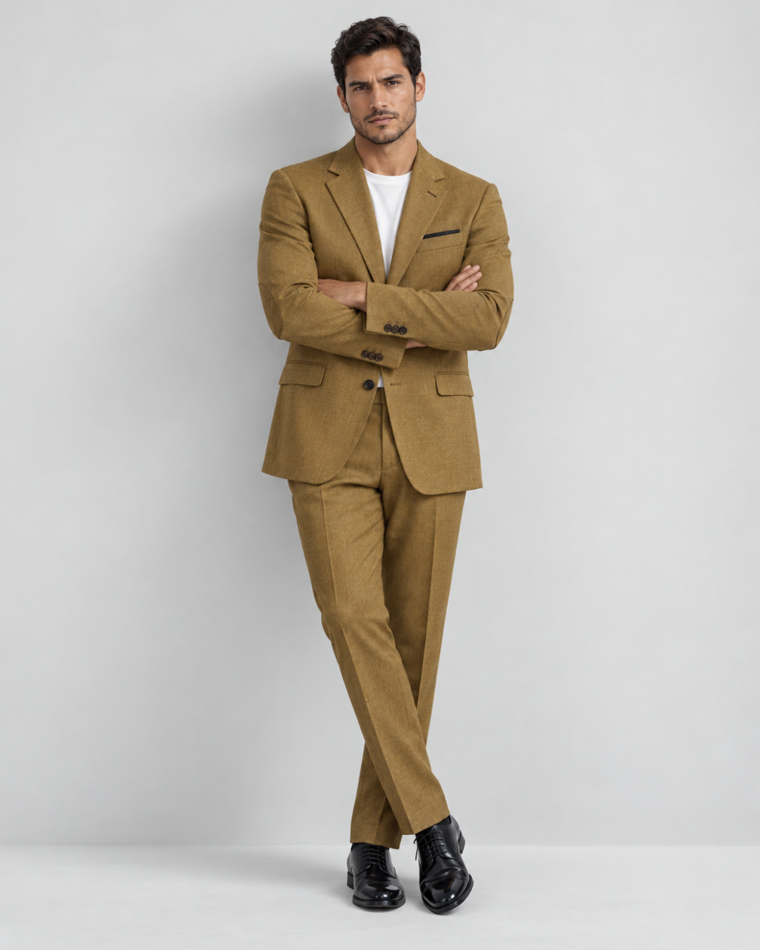 Traje de hombre premium texturizado Caqui