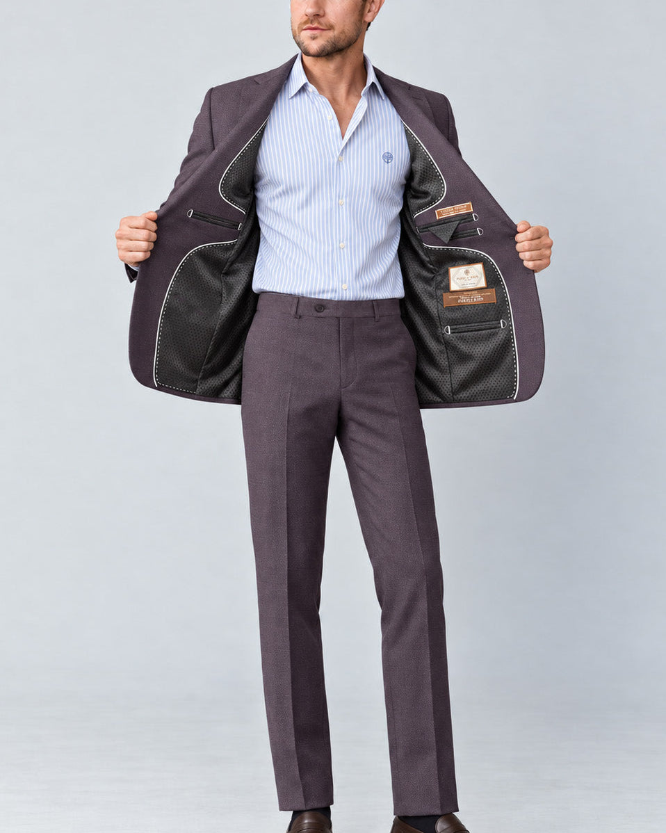 Traje Hombre Premium Ciruela Texturizado sin coderas