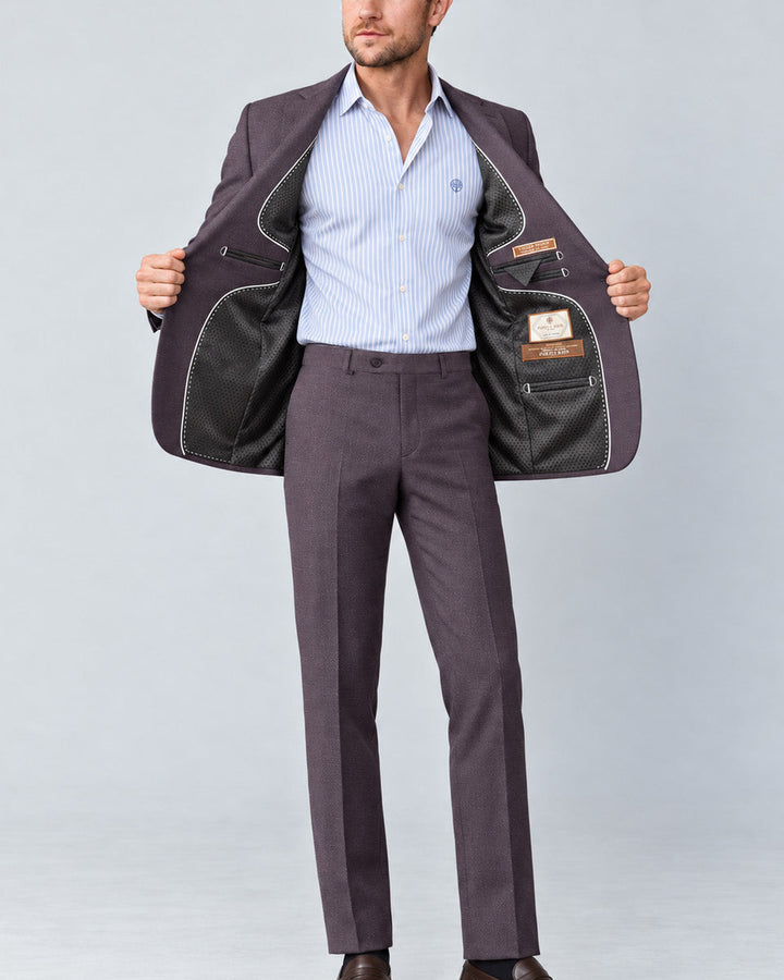 Traje Hombre Premium Ciruela Texturizado sin coderas