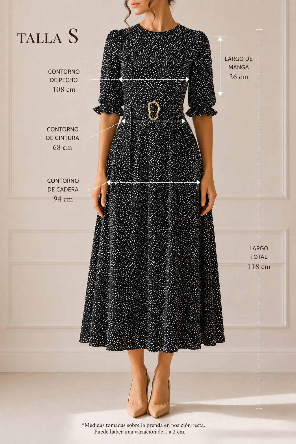 Vestido Midi Hebilla Orgánica Noir