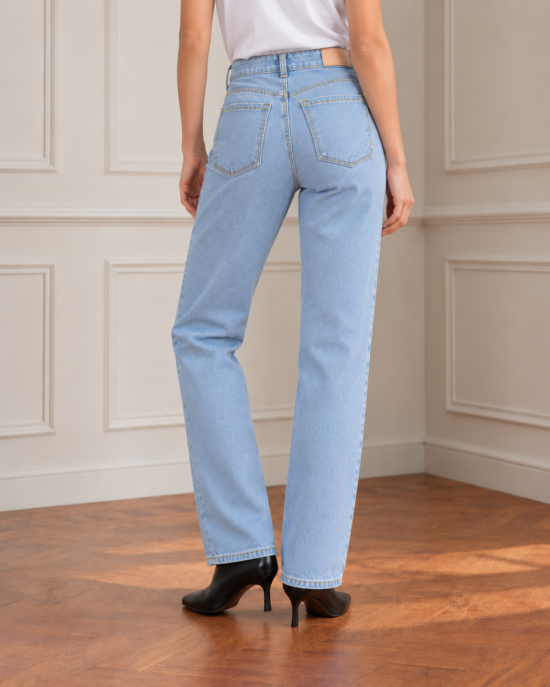 Jean Azul Claro de Tiro Alto para Mujer