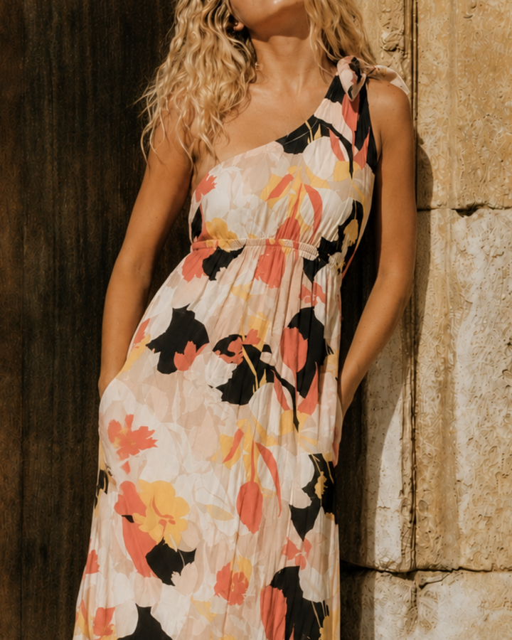 Vestido Largo de Dama Estampado Con Bolsillos