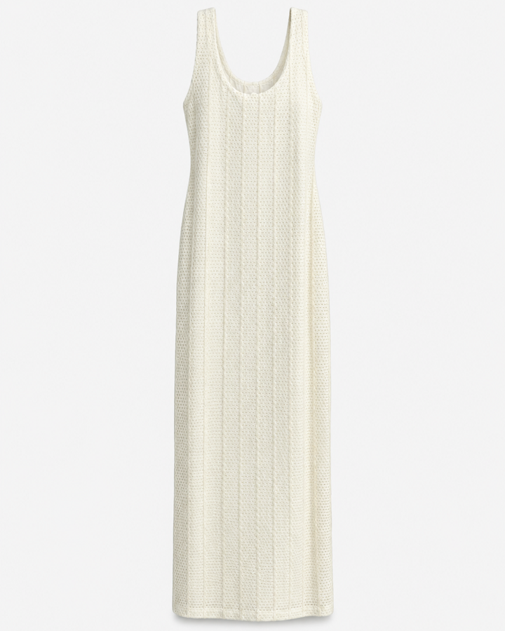 Vestido Dama Midi Marfil Texturizado blanco