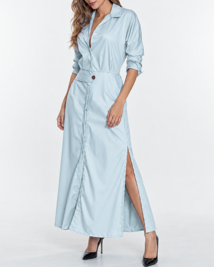Vestido Mujer Camisero Largo Bamboo Stretch