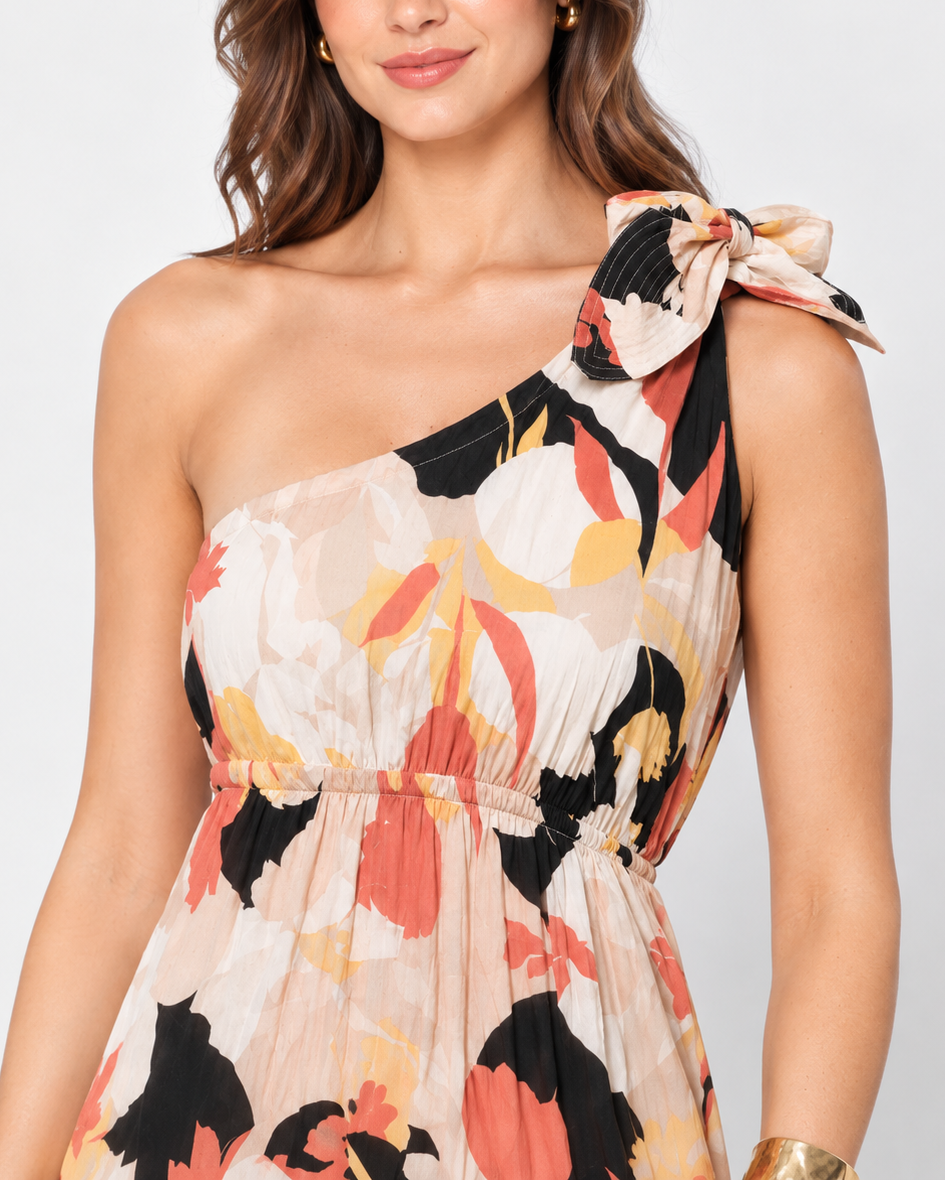Vestido Largo de Dama Estampado Con Bolsillos