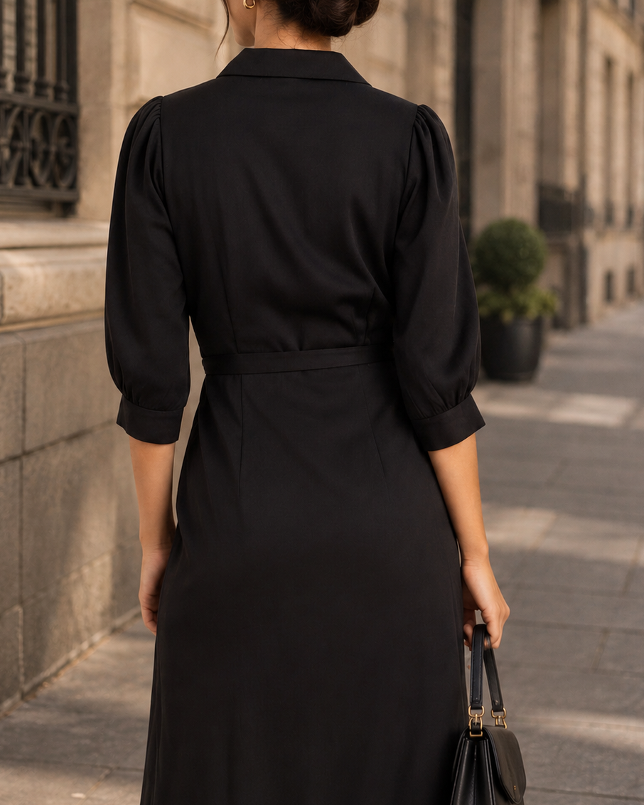 Vestido Elegante Negro con Lazo - Purple Rain