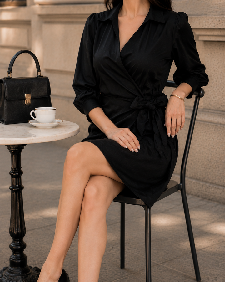 Vestido Elegante Negro con Lazo - Purple Rain