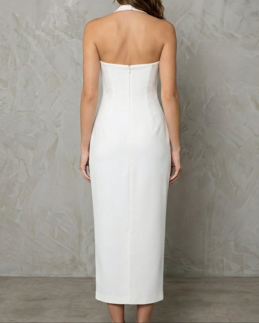 Vestido midi color blanco con abertura frontal y hebilla - Purple Rain