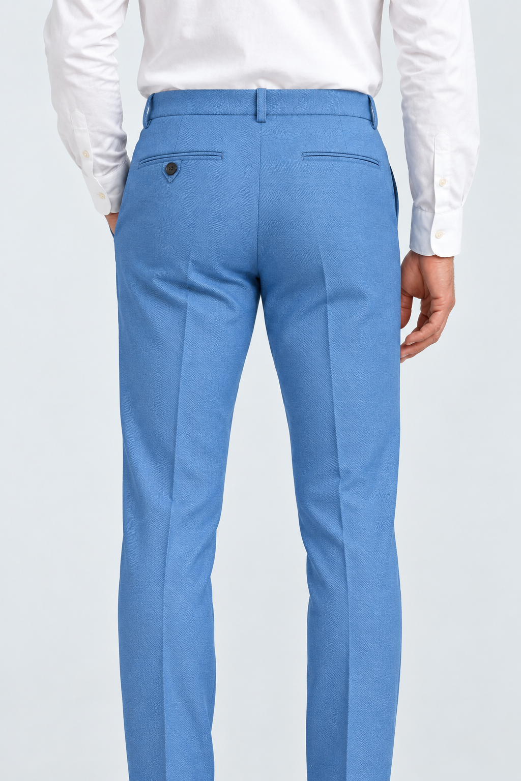 Traje Hombre Premium Texturizado Azul Acero Claro con Coderas