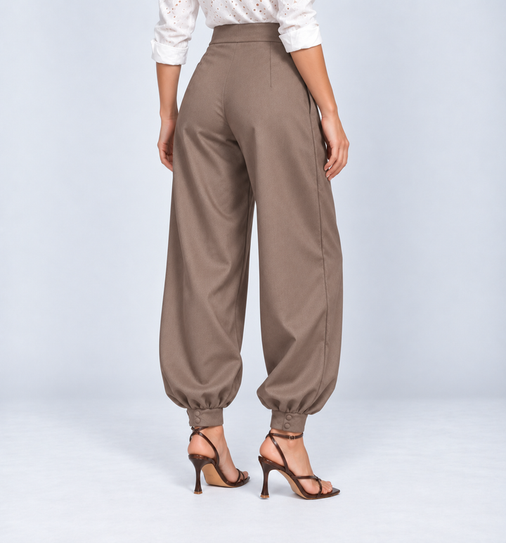Pantalón Balloon de Mujer de Tiro Alto con Pinzas