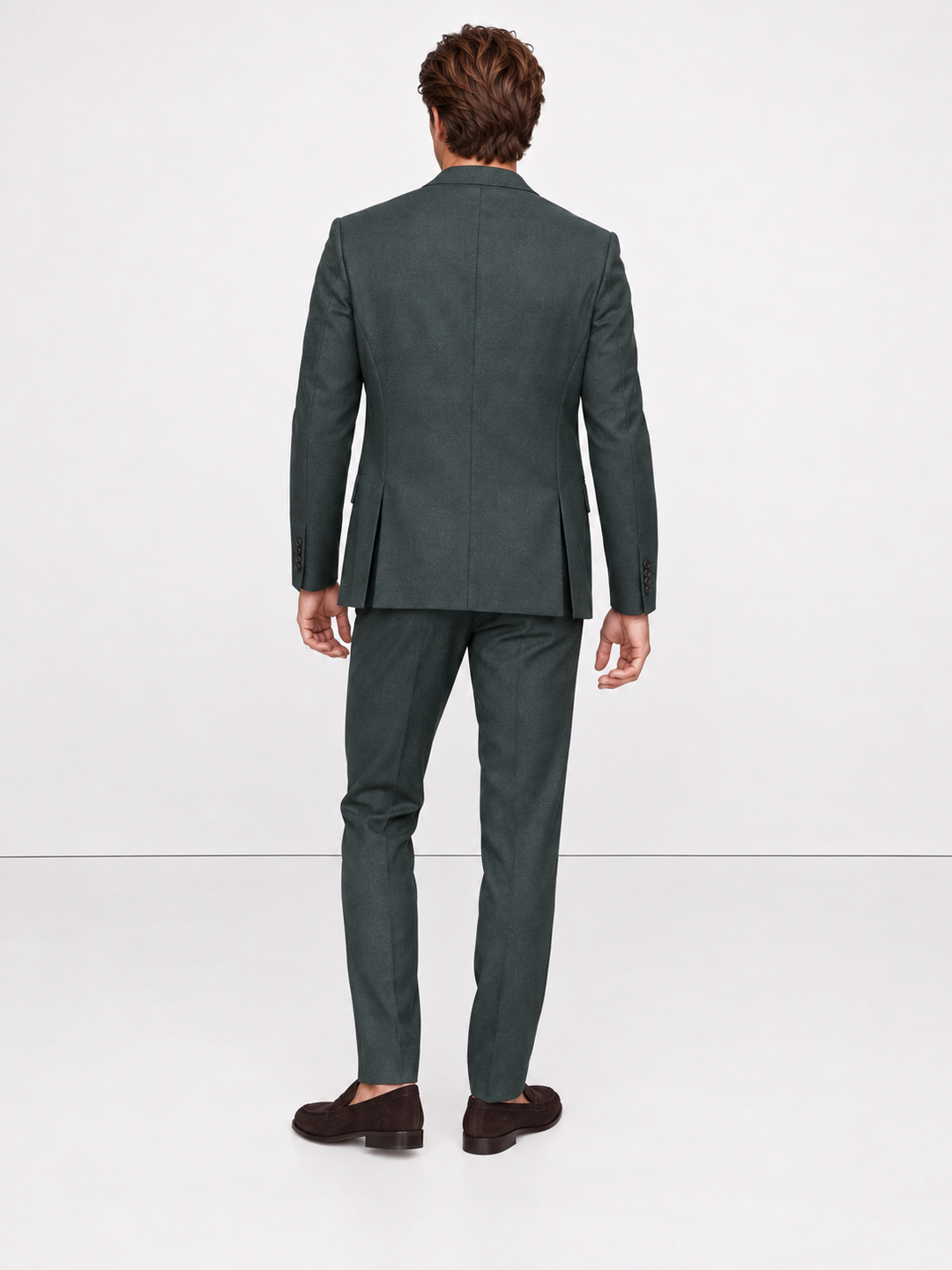 Traje Hombre Tipo Paño Gris petróleo Texturizado sin coderas