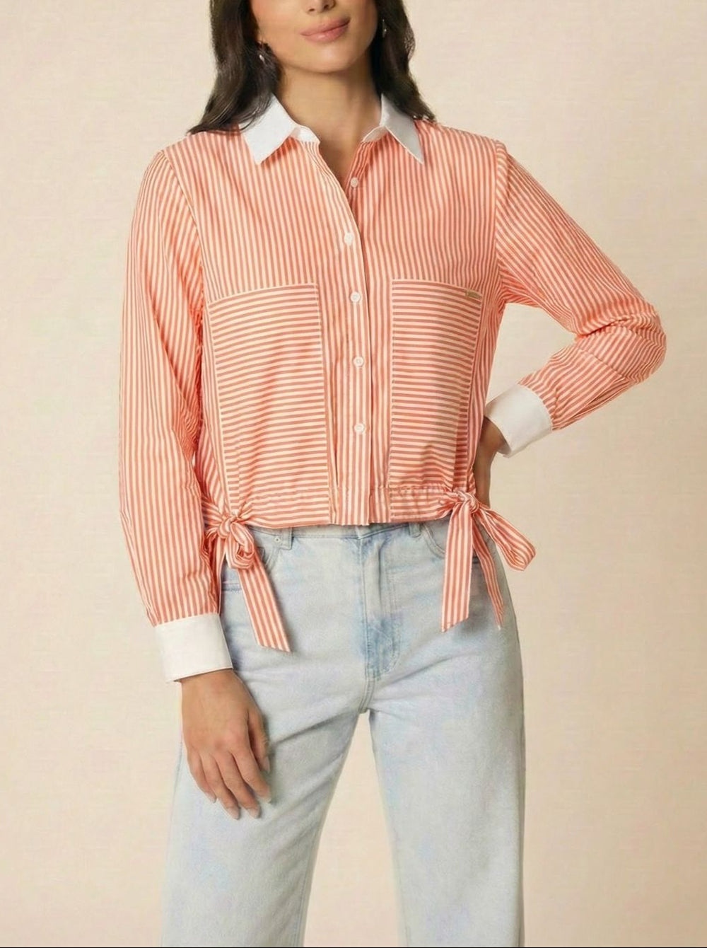 Camisa Contrast Bow - Purple Rain