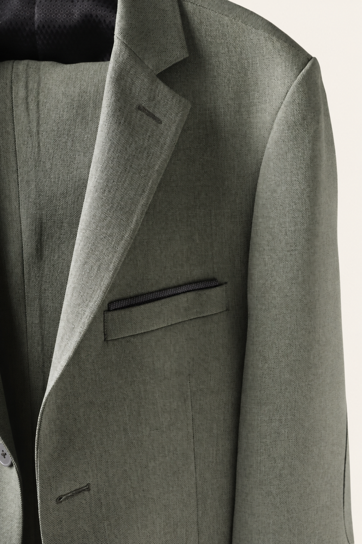 Traje Hombre  Slim Fit Tipo Paño con Coderas. | Verde Seco