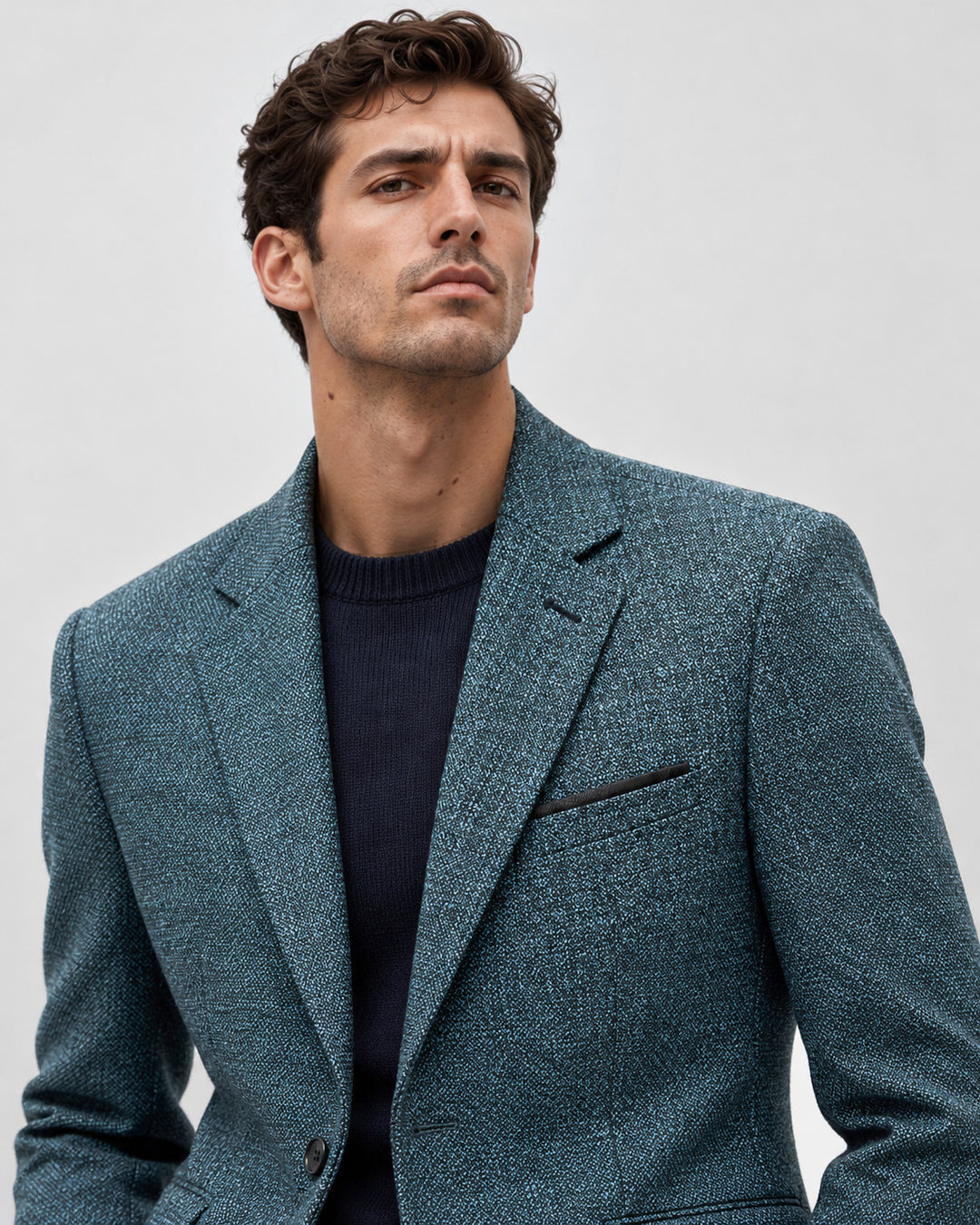 Traje Hombre Premium Texturizado Azul Petróleo
