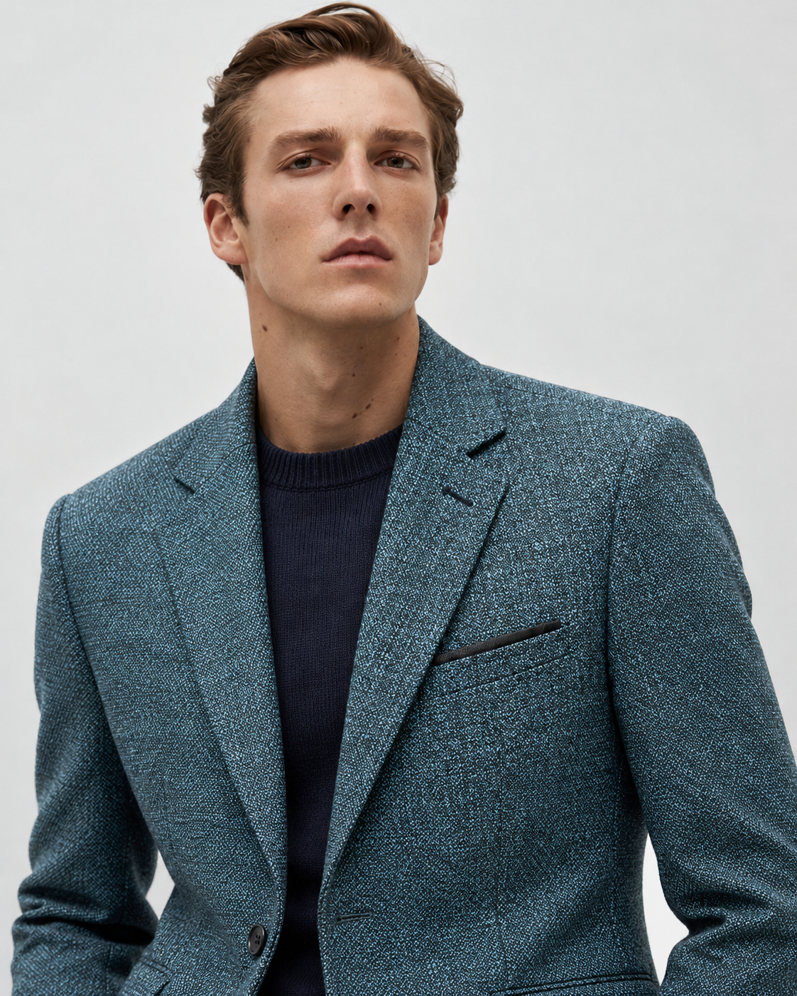 Traje Hombre Premium Texturizado Azul Petróleo